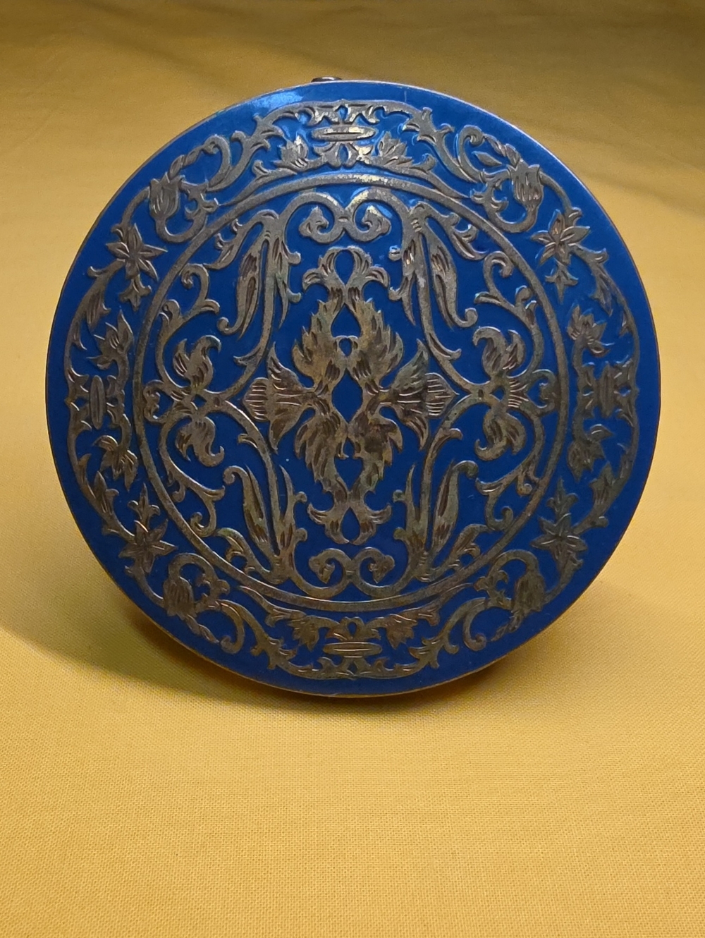 Vintage Rex Fifth Avenue Blue Gold Flapjack Powder Compact Mirror 1940s - Picture 1 of 12